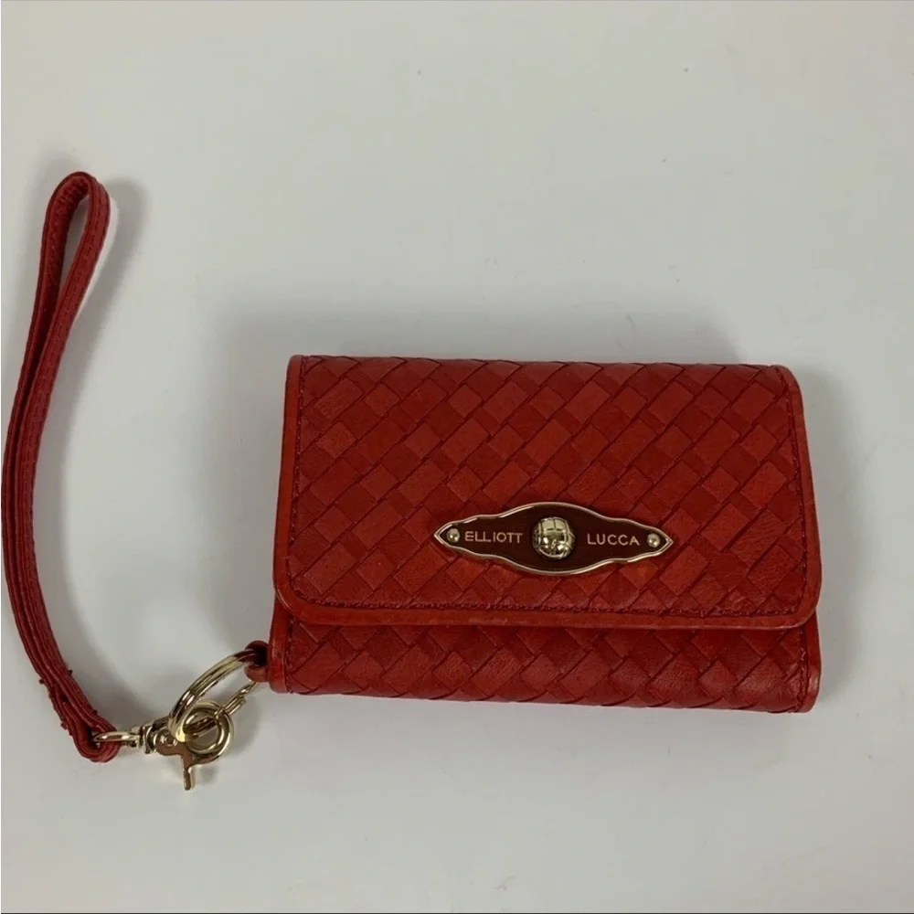 Elliott Luca Red Woven Leather Gold Accents
